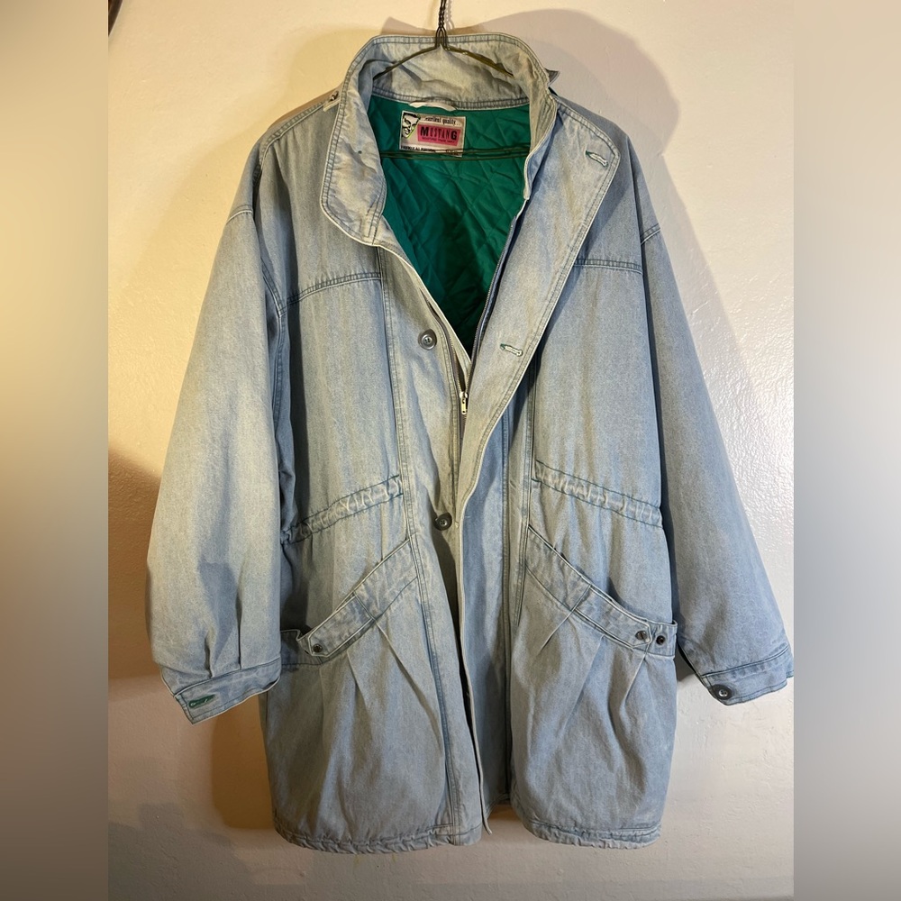 Vintage Long Jean Coat XL X-Large 80s/90s Mustang Clothing Brand
